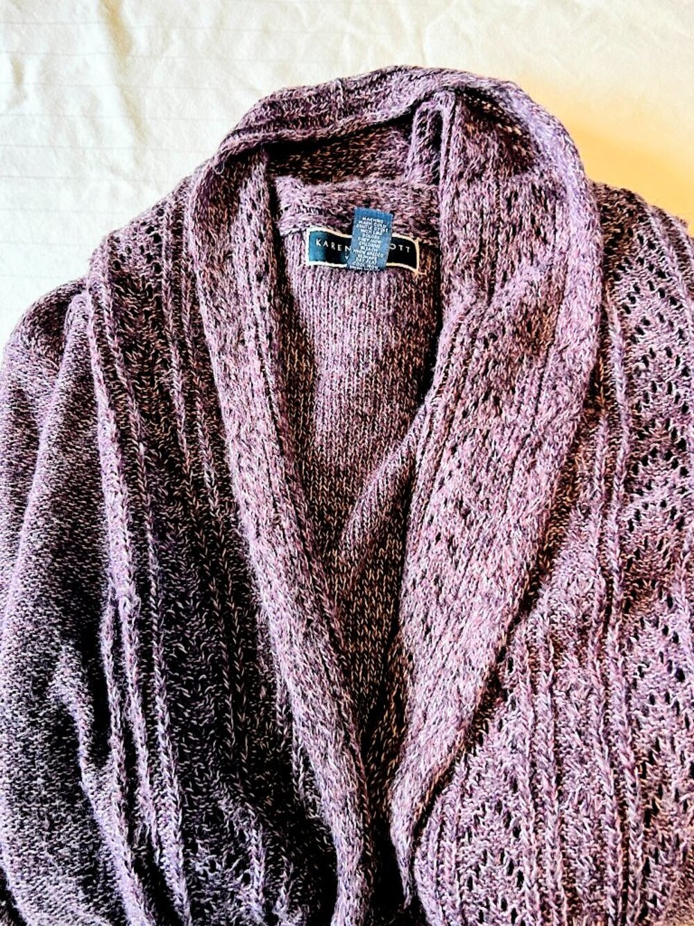 Karen Scott Purple Marled Shawl Collar Cardigan 2X